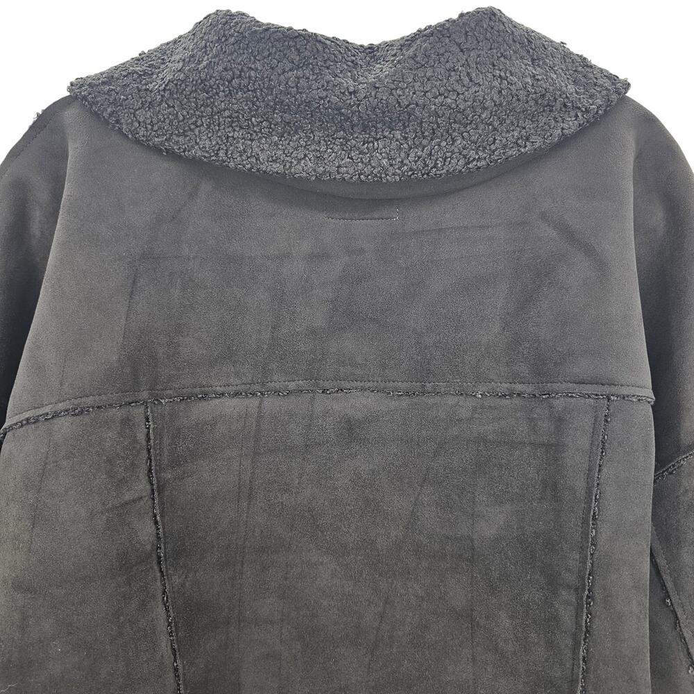 Marine Layer Womans size XL Quebec Sherpa Jacket Black Faux Suede Boxy NEW - Picture 5 of 8